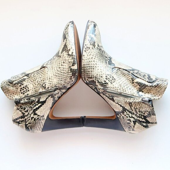 Franco Sarto Snakeskin Embossed Leather Heeled Ankle Boots Booties Size 8 - Picture 10 of 16